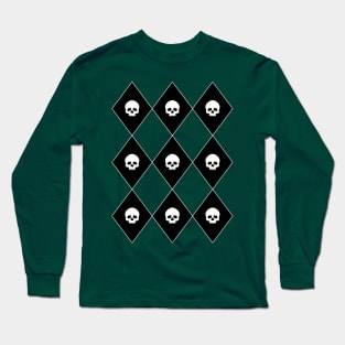 Harlequin Skull Pattern (Green) Long Sleeve T-Shirt